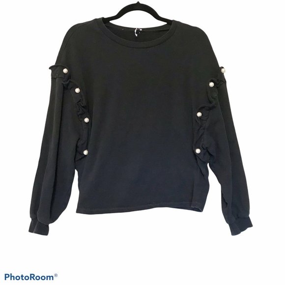 Zara Trafaluc Pearl Ruffle Sweater Top S - Picture 1 of 8